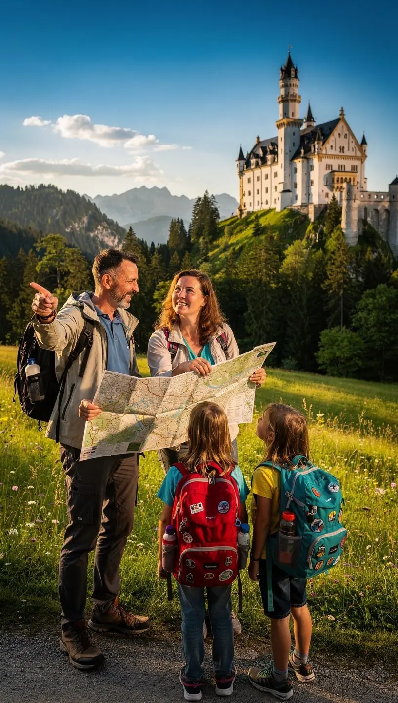Ein historisches Stadtbild mit charmanten Fachwerkhäusern und einer lebhaften Fußgängerzone.